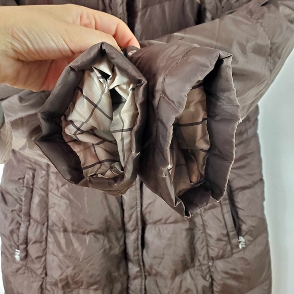 The North Face Parka 600 Down Metropolis Hooded Long Puffer Coat Brown L - Picture 10 of 17
